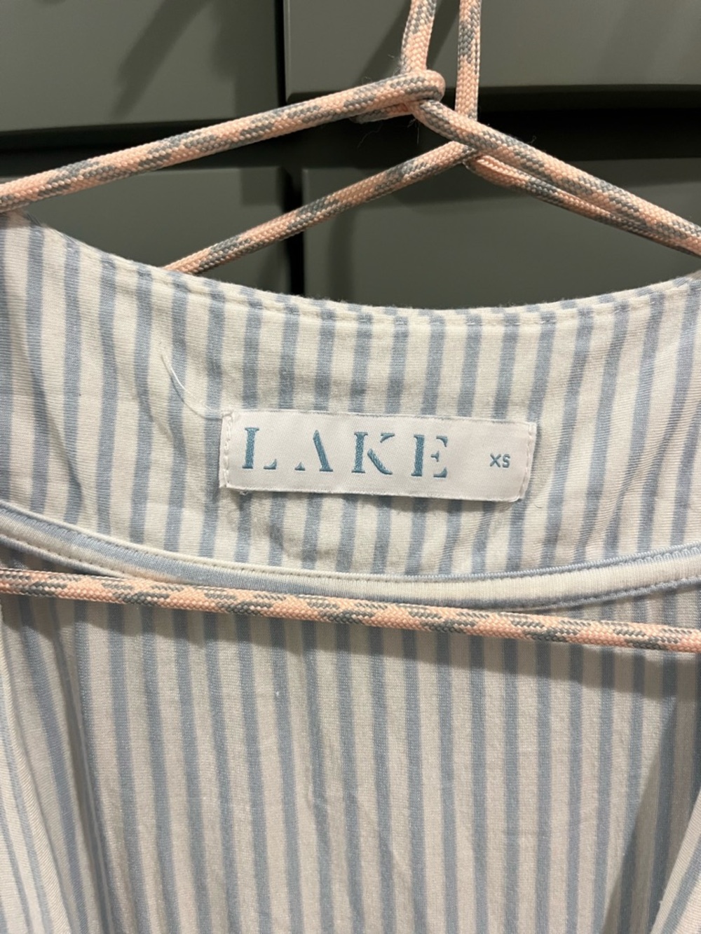 Lake Pajamas DreamKnit Modal Kimono set in fog stripe (light blue), size XS - Picture 3 of 6